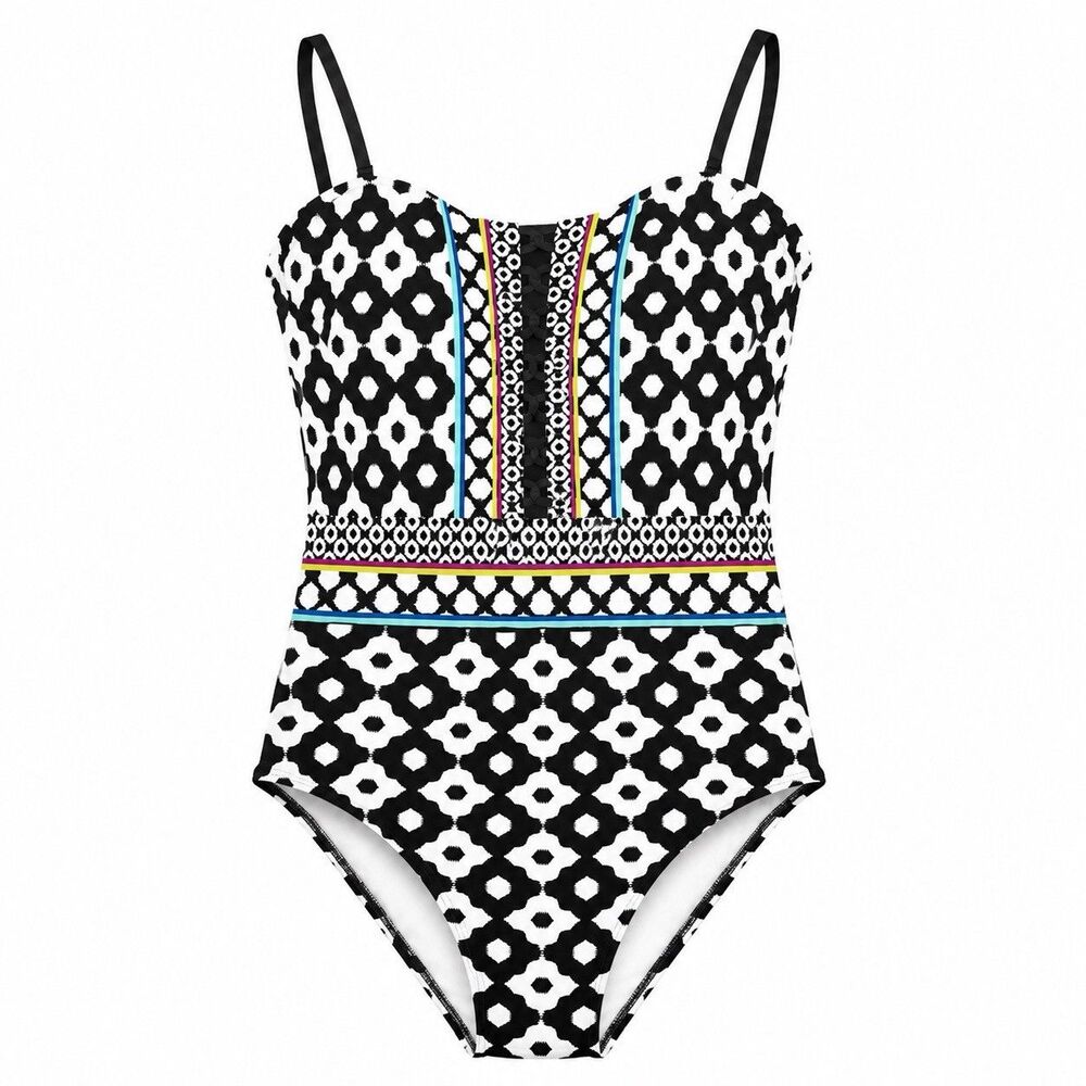 Trina Turk One Piece Swimsuit Womens Size 12 Luxury Resort Beach Pool Designer